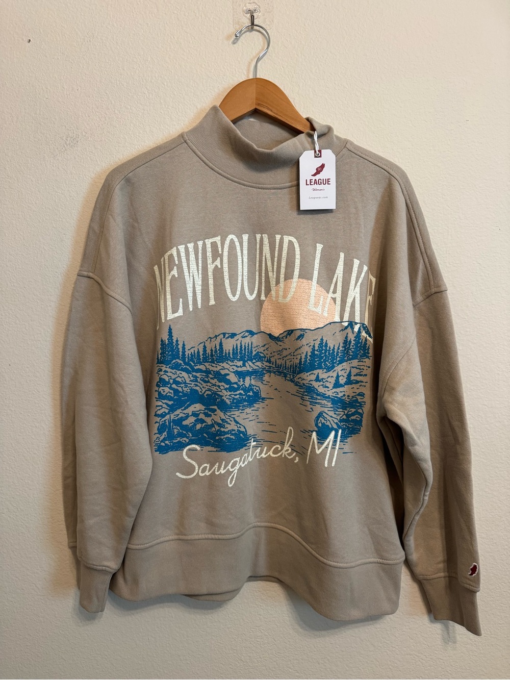 League 91 Women’s Newfound Lake, Saugatuck, MI Mock Neck Sweatshirt